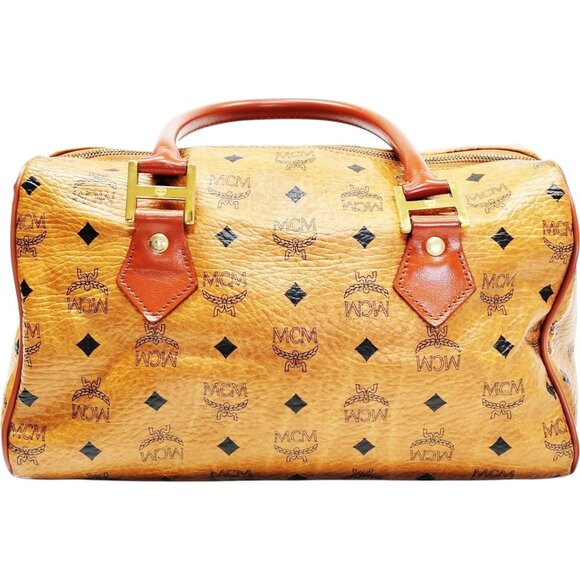 (L3) Authentic MCM Hand Bag Brown PVC Luxury Vintage Designer Handbag - Picture 2 of 10